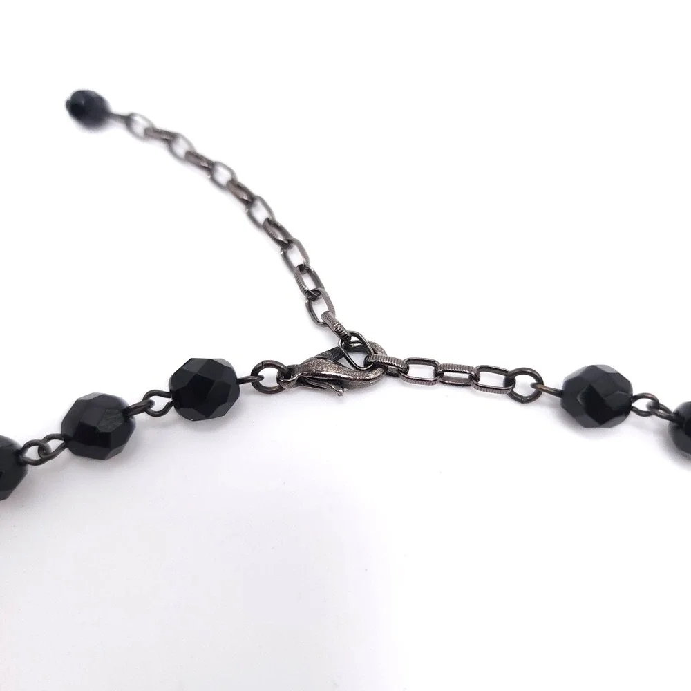 Black Glass Floral Cluster Necklace